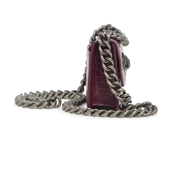 Kurt Geiger London Shoreditch Croc Leather Chunky Chain Bag Wine Red NWT - Picture 2 of 8
